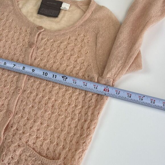 Anthropologie Guinevere Gossamer Mohair Cardigan Sweater S Peach Cottagecore - Picture 6 of 12